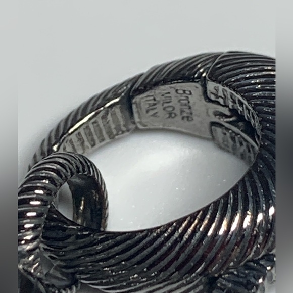 Vintage BRONZE Milor Italian Stainless Steel Dark Heavy Brushed Link Bracelet - Picture 8 of 16